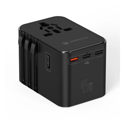Universal Travel Adapter 45W GaN Fast Charger, 3 USB-C + USB-A, EU UK US AU