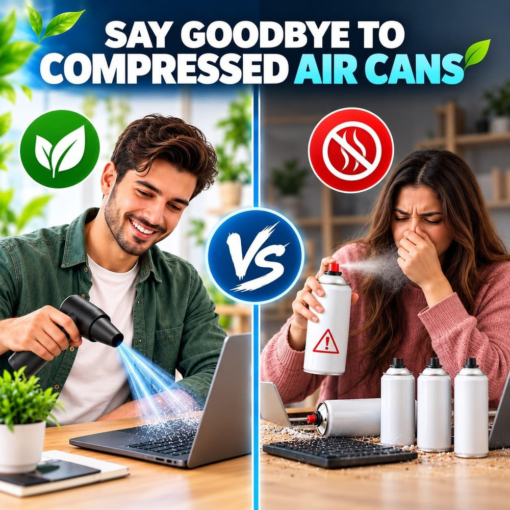 Portable Cordless Air Blower & Duster with 4 Nozzles and Brush, USB-C Rechargeable
