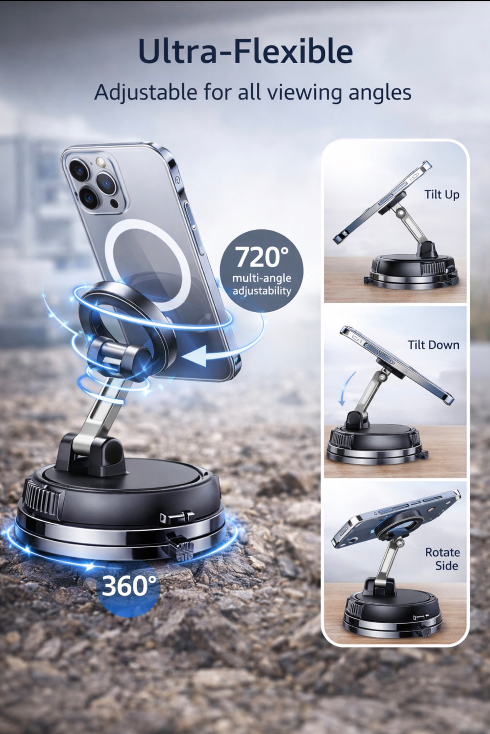 AirVolt Pro Magnetic Car Phone Holder – 360° Adjustable Dashboard Mount